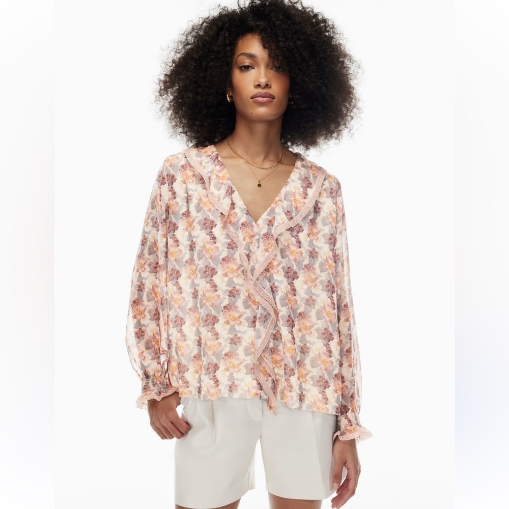Aritzia Wilfredโ Eden Floral Chiffon Blouse